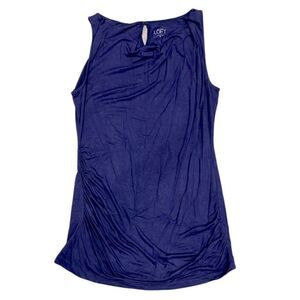 Loft Women’s XS Navy Cowl Neck 1 button Back Keyhole Sleeveless Blouse